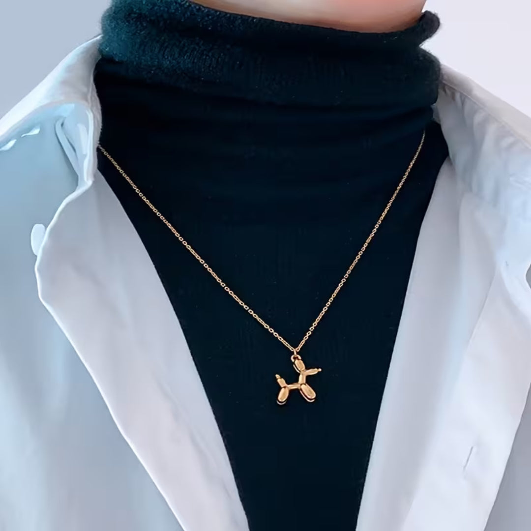 Golden Balloon Dog Pet Necklace
