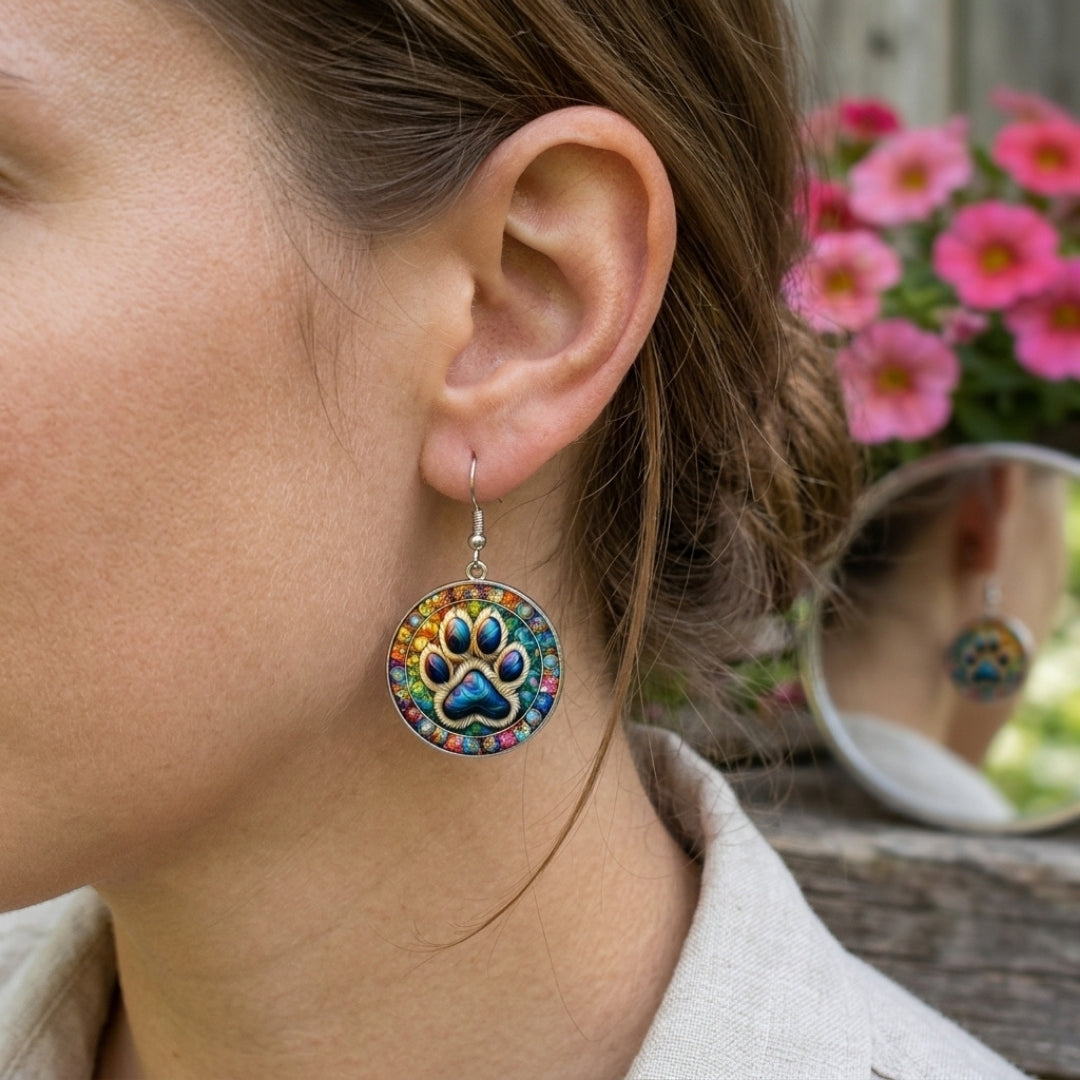 The Stained Glass Paw Earrings