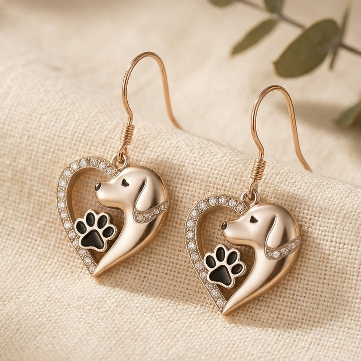 The Heart Drop Dog Earrings