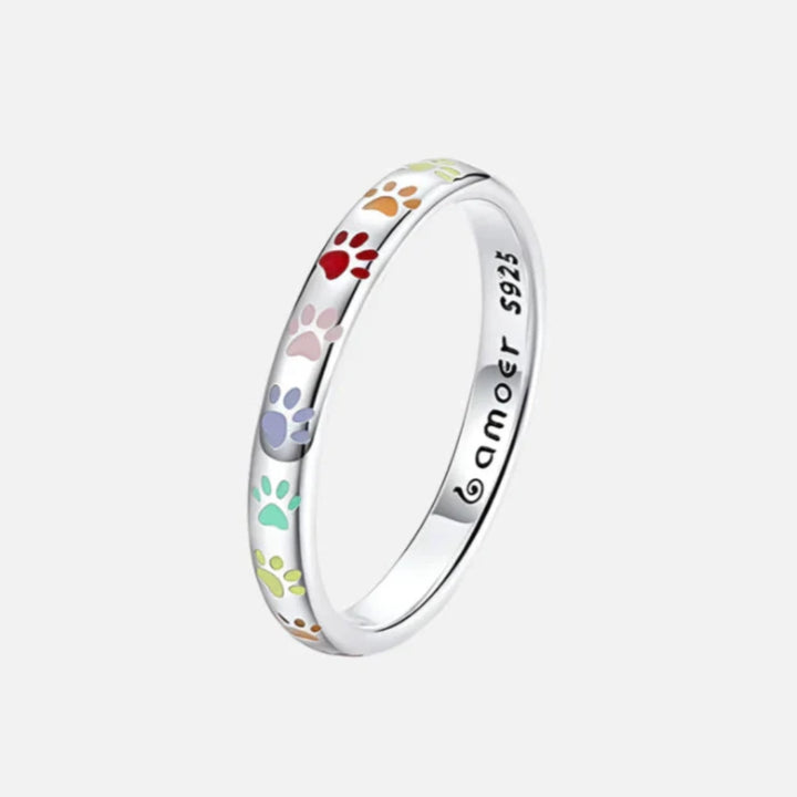 Rainbow Paw Print Ring
