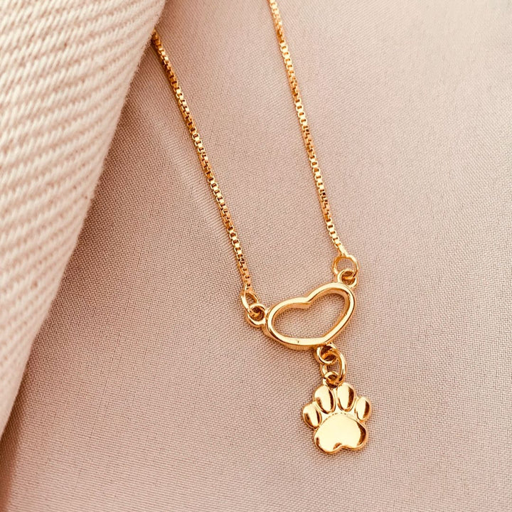 Golden Paw Heart Pet Necklace
