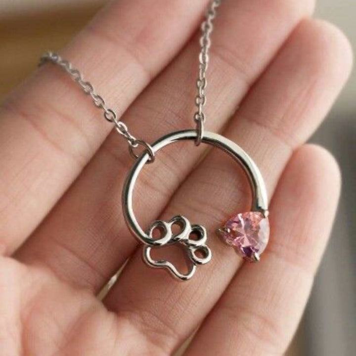Paw &amp; Heart Crystal Necklace