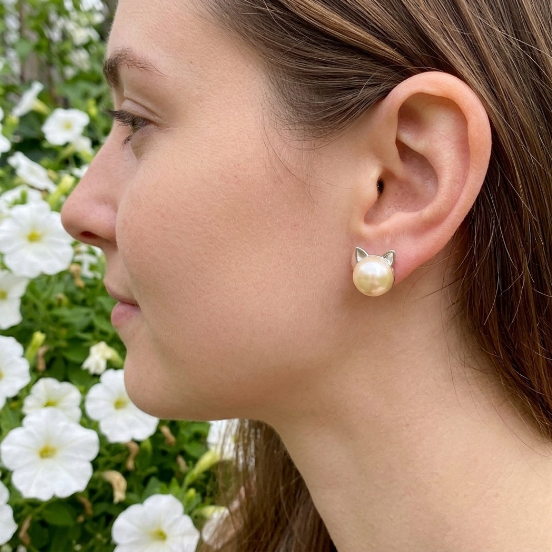 The Pearl Cat Studs