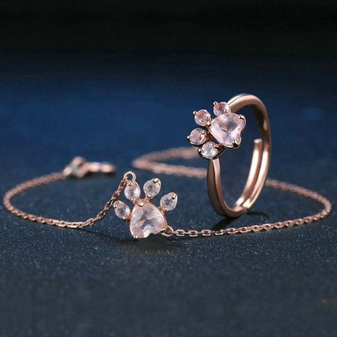 Paw Blossom Ring &amp; Bracelet Set