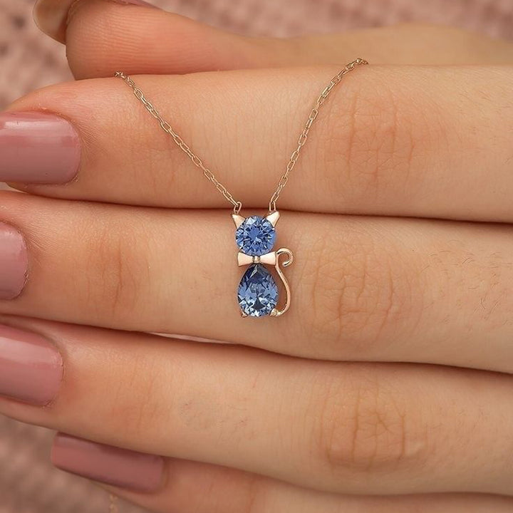 Blue Sapphire Kitty Necklace