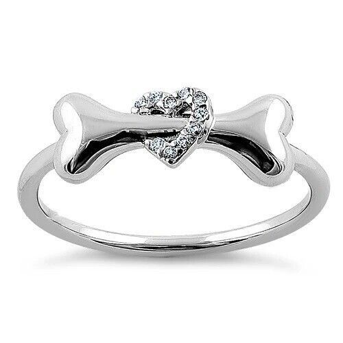 Crystal Bone Heart Ring