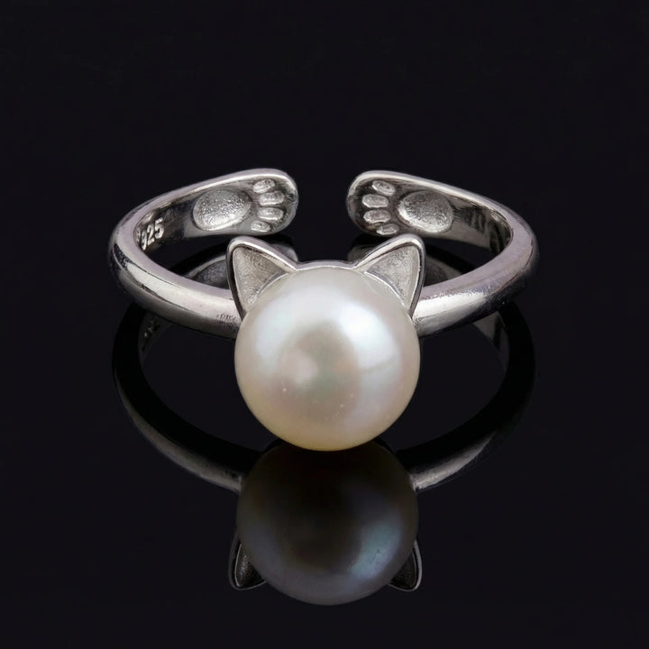 Pearl Kitty Pet Ring