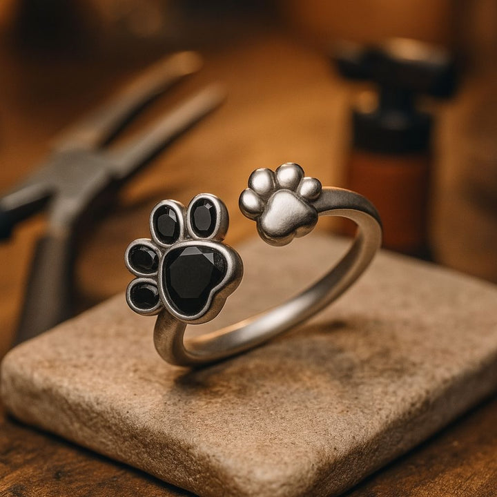 Midnight Paw Open Ring
