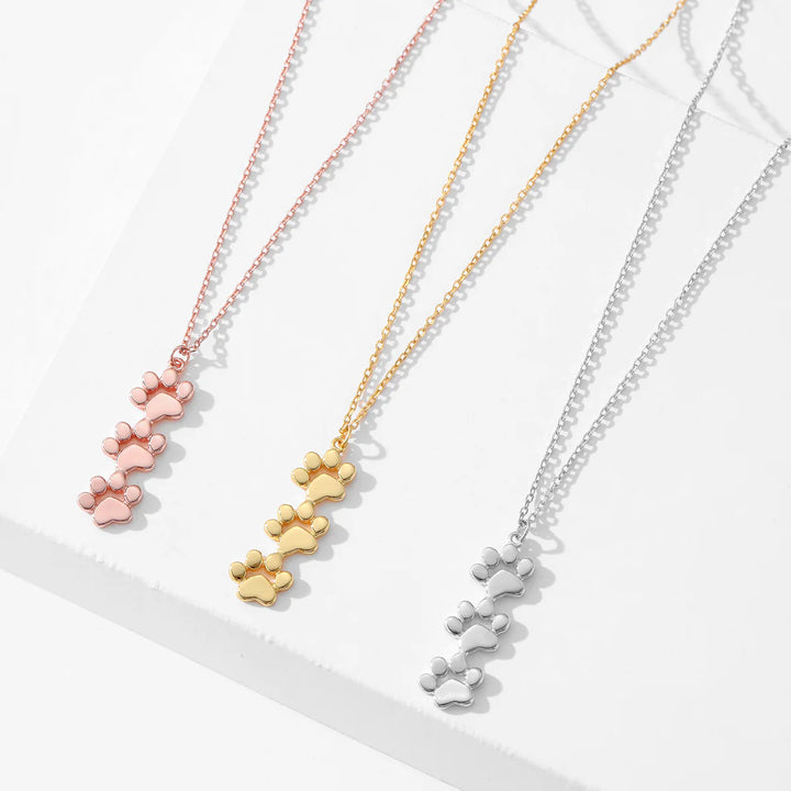 Triple Stacked Paw Necklace