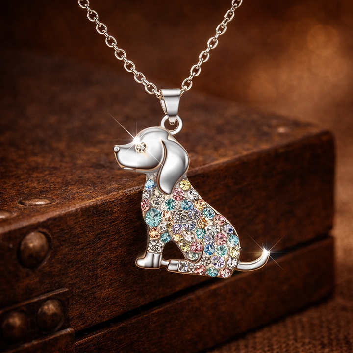 Crystal Dog Silhouette Necklace