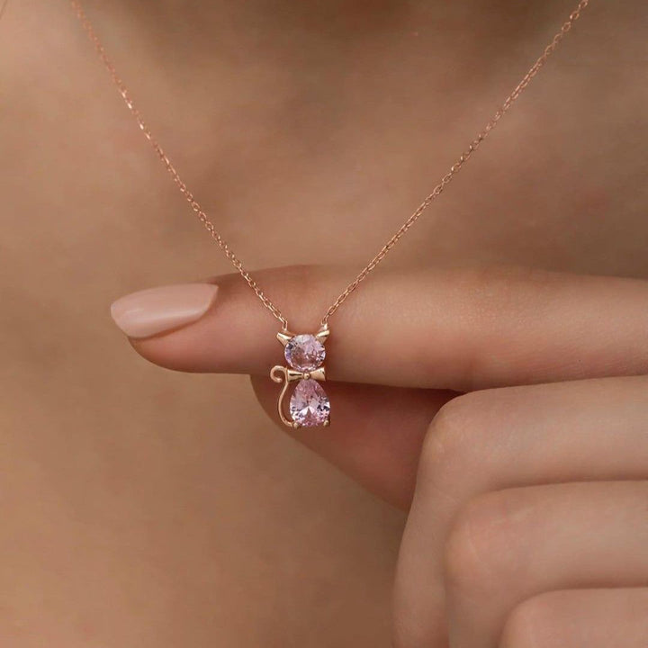 Crystal Kitty Love Necklace