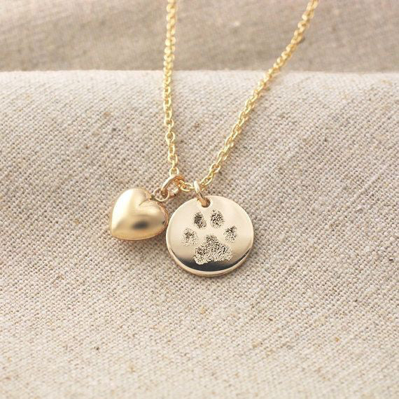Paw &amp; Heart Charm Necklace