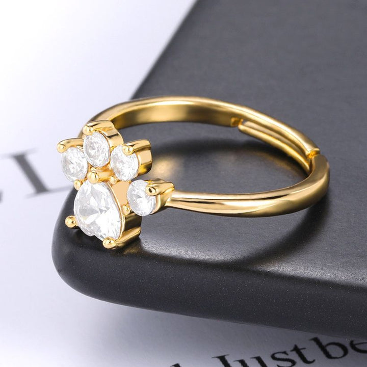 Golden Paw Crystal Ring