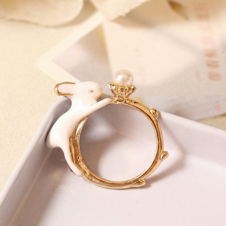 Crystal Bunny Charm Ring