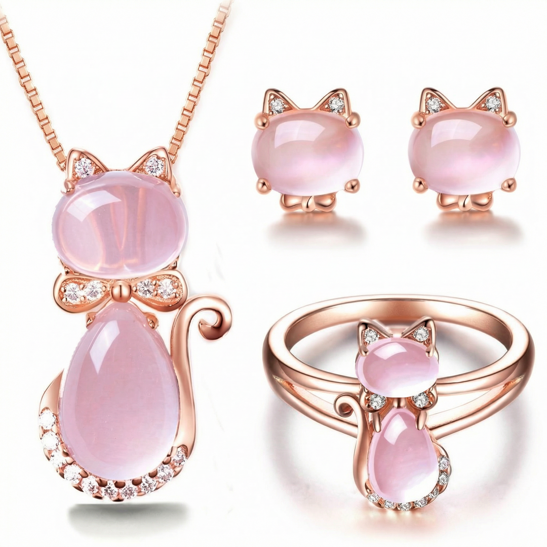 Pink Kitty Pet Jewelry Set