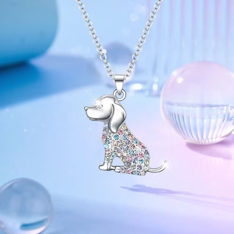 Crystal Dog Silhouette Necklace