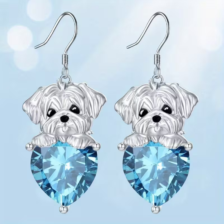 Puppy Heart Crystal Earrings