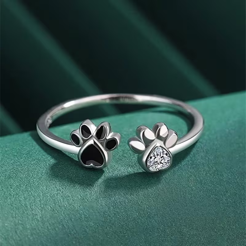 Paw &amp; Heart Open Ring