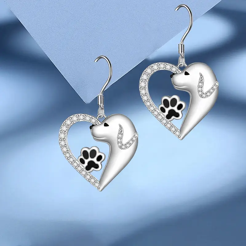 The Heart Drop Dog Earrings